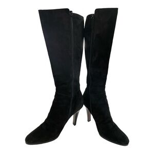 Cole Haan Nancy Nike Air Tall Black Suede Riding Boots with Tassel, size 8.5